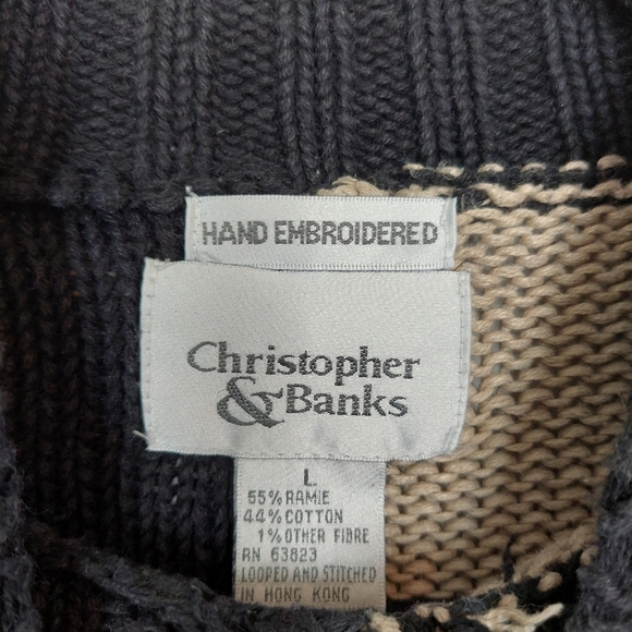Vintage Christopher & Banks Hand Embroidered PatchWork Sweater Size Large - Picture 3 of 7